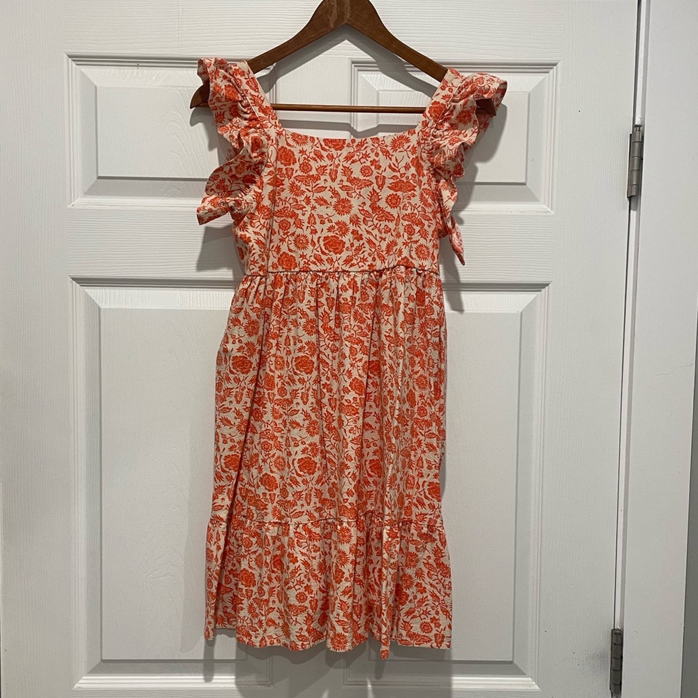 Cat & Jack Girls' Flutter Sleeve Floral Woven Fall Dress VGUC Size XL (14/16)